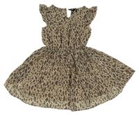 Hnědo-béžové šifonové leopardí šaty Next