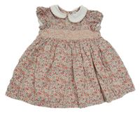 Zeleno-růžové květované šaty s límečkem M&S