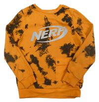 Oranžovo-černá flekatá mikina s nápisem - Nerf George