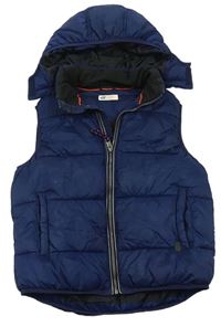 Tmavomodrá šusťáková zateplená vesta s kapucí H&M