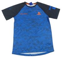 Modro-černé vzorované sportovní tričko - PlayStation