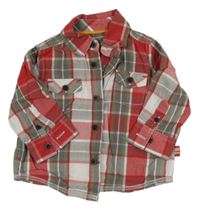 Červeno-bílo-khaki kostkovaná košile Mothercare