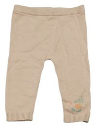 Pudrové pletené tepláky s květy Disney