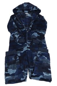 Tmavomodrá army plyšová kombinéza s kapucí zn. M&S