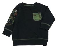 Černá mikina s drakem a army kapsou Next