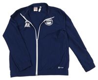 Tmavomodrá šusťáková sportovní bunda s potiskem Adidas