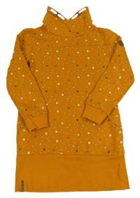 Hořčicová květovaná šatová mikina s komínovým límcem Yigga
