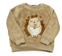 Béžová plyšová mikina s ježkem C&A