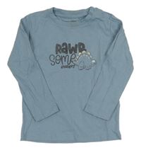 Šedomodré triko s nápisem a dinem Blue Seven