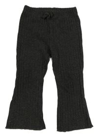 Tmavošedé žebrované úpletové flare legíny LC Waikiki