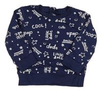 Tmavomodrá mikina s nápisy 