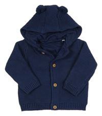 Tmavomodrý propínací podšitý svetr s kapucí M&S