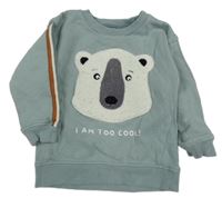 Zelená mikina s medvídkem Nutmeg