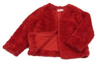 Červený kožešinový podšitý kabát H&M