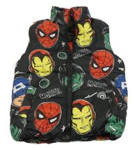 Černá šusťáková zateplená vesta se superhrdiny 