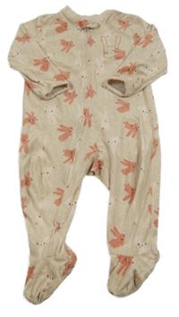 Béžovo-růžový sametový overal s králíčky Primark