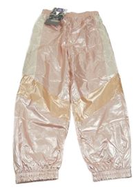 Nové - Světlerůžovo-bílo-smetanové lesklé sportovní kalhoty Ergeenomixx