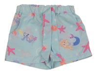 Světlemodré lehké kraťasy s hvězdami a mořskou pannou Pep&Co