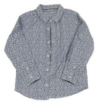 Bílo-tmavomodrá květovaná košile 