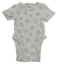 Bílo-šedé žebrované body s mušlemi a korály C&A