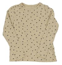 Béžovo-černé květované triko H&M