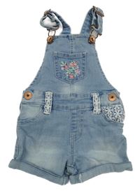 Světlemodré riflové laclové kraťasy s květy Denim Co.