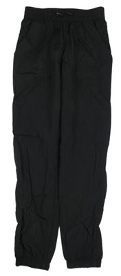 Černé šusťákové cuff kalhoty H&M