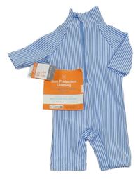 Nové - Bílo-světlemodrý pruhovaný UV overal Primark