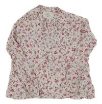 Bílo-růžová květovaná halenka H&M