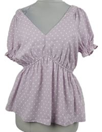 Dámská růžová puntíkovaná peplum halenka George 