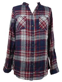 Dámská tmavomodro-červeno-bílá kostkovaná halenka Gina 