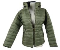 Dámská khaki šusťáková zimní bunda s ukrývací kapucí 