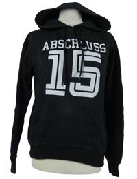 Pánská černá mikina s nápisy a kapucí 