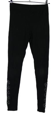 Dámské černé legíny s kamínky 