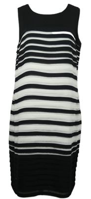 Dámské černo-bílé pruhované šifonové šaty s volánky Debenhams 