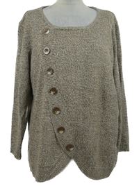 Dámský hnědý melírovaný svetr s knoflíčky 