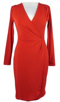 Dámské červené šaty s řasením French Connection 