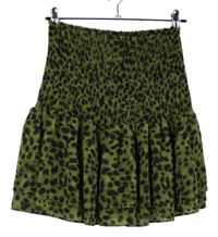 Dámská olivovo-černá vzorovaná šifonová sukně H&M