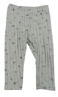 Světlešedé žebrované úpletové legíny s kytičkami Primark