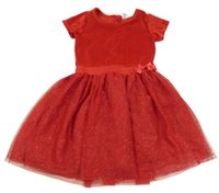 Červené sametovo/tylové šaty Dopodopo