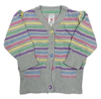 Šedo-barevný pruhovaný propínací svetr C&A