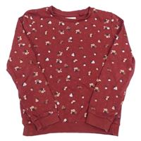 Vínová květinová mikina C&A