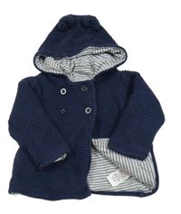 Tmavomodrý podšitý propínací svetr s kapucí M&S