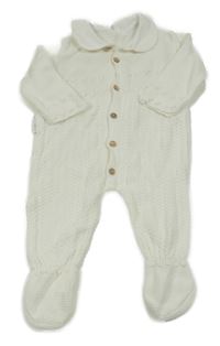 Bílý pletený overal s límečkem 