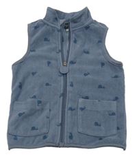 Modrošedá fleecová propínací vesta se šneky 