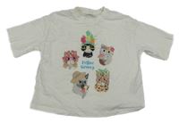 Bílé crop tričko se zvířátky M&S