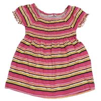 Růžovo-žluto-černý pruhovaný top HOT&SPICY