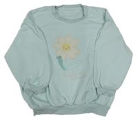 Mintová mikina s květinou George