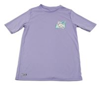 Fialové UV tričko s květinou