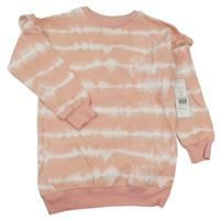 Nové - růžovo-bílá batikovaná mikina F&F
